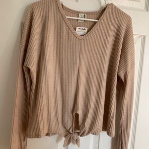 Light pink long sleeve tie front